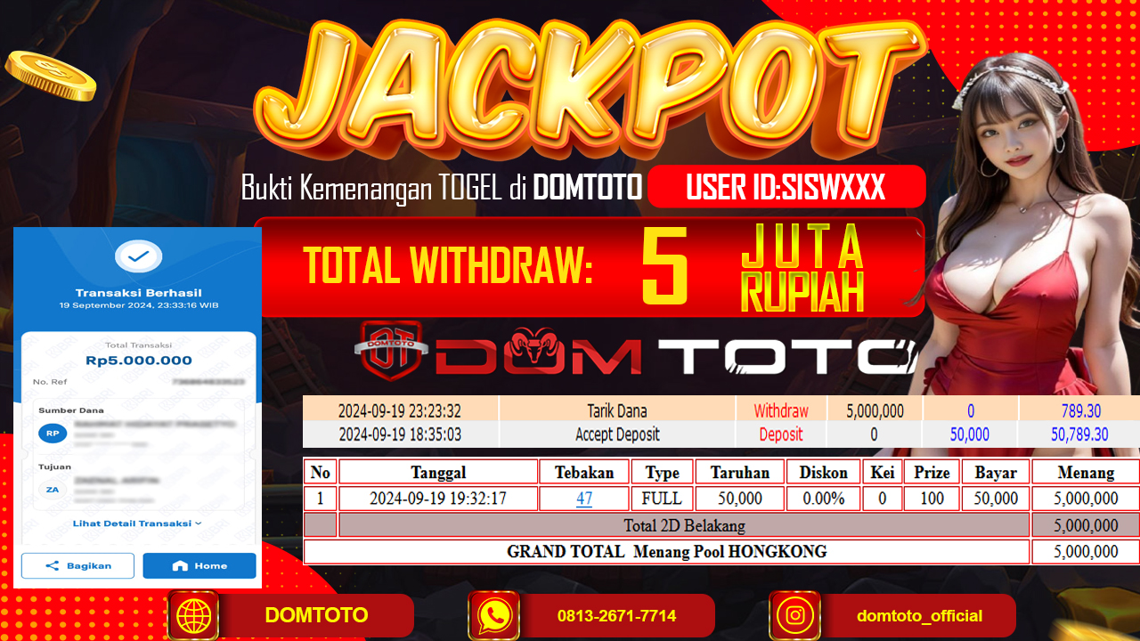 JACKPOT HONGKONG POOLS  19  SEPTEMBER 2024